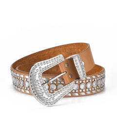 Rhombus Inlaid Diamond Punk Style Leather Belt Waistband