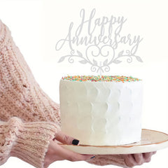 Glitter Happy Anniversary Cake Topper - Party Decorating Supplies