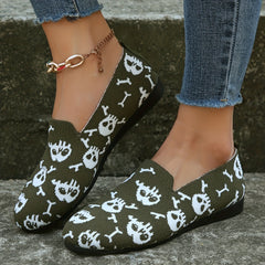 Women's Skull Print Flat Shoes Breathable Halloween Lightweight Shoes