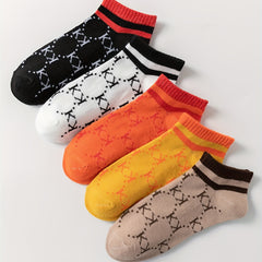 5 Pairs Letter Print Short Socks Women's Stockings
