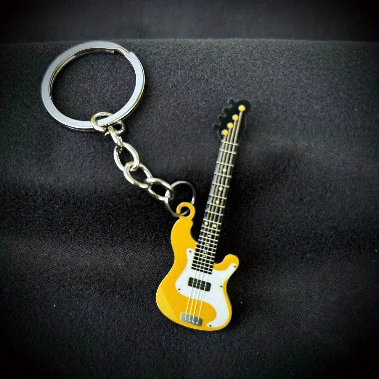 Colorful Guitar Instrument Shape Pendant Keychain