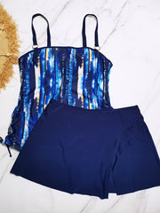 Tie Dye Striped Print Tankini Set