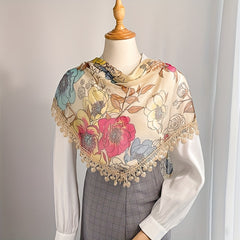 Lace Triangle Shawl Thin Fringed Scarf Sunscreen Casual Wrap