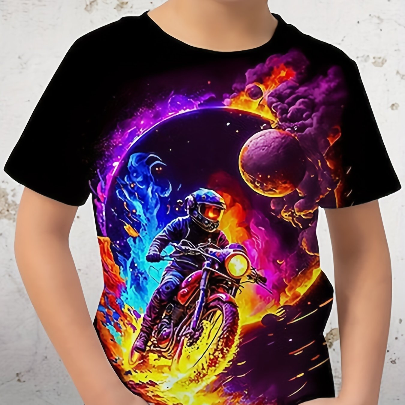 Boys' Astronaut Print T Shirt Lightweight Short Sleeve Tee for Summer