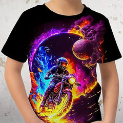 Boys' Astronaut Print T Shirt Lightweight Short Sleeve Tee for Summer
