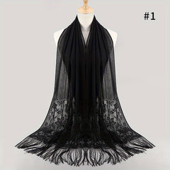 Flower Hollow Shawl Lace Shawl Solid Scarf Hijab Women Wrap