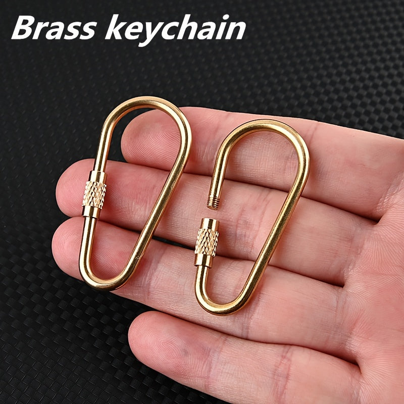 Brass Keychain Carabiner Safety Buckle With Lock for Outdoor Camping Hiking