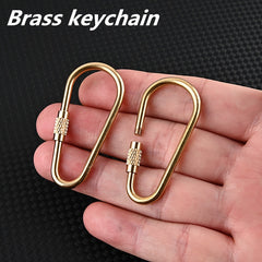 Brass Keychain Carabiner Safety Buckle With Lock for Outdoor Camping Hiking