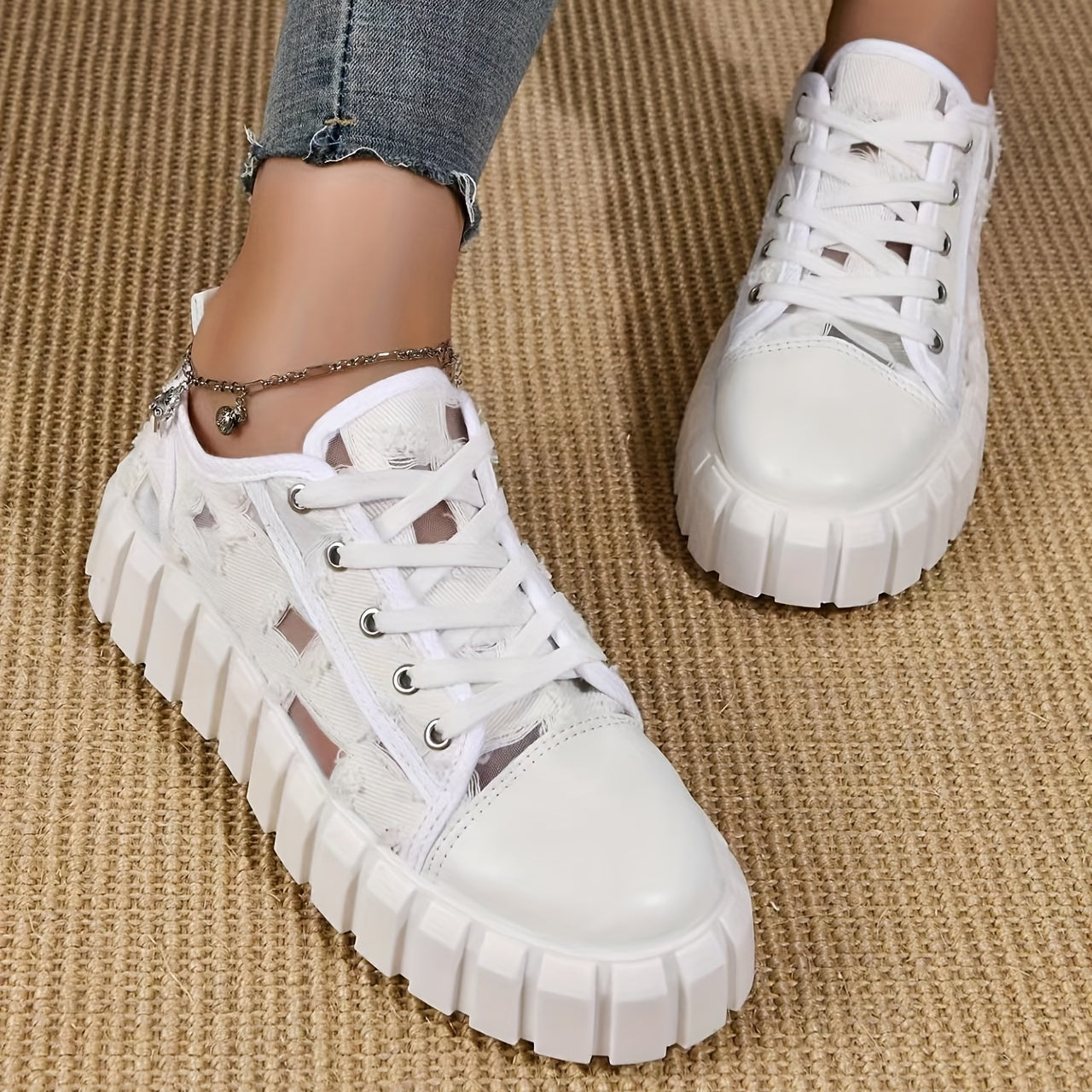 Women's Hollow Out Platform Canvas Sneakers