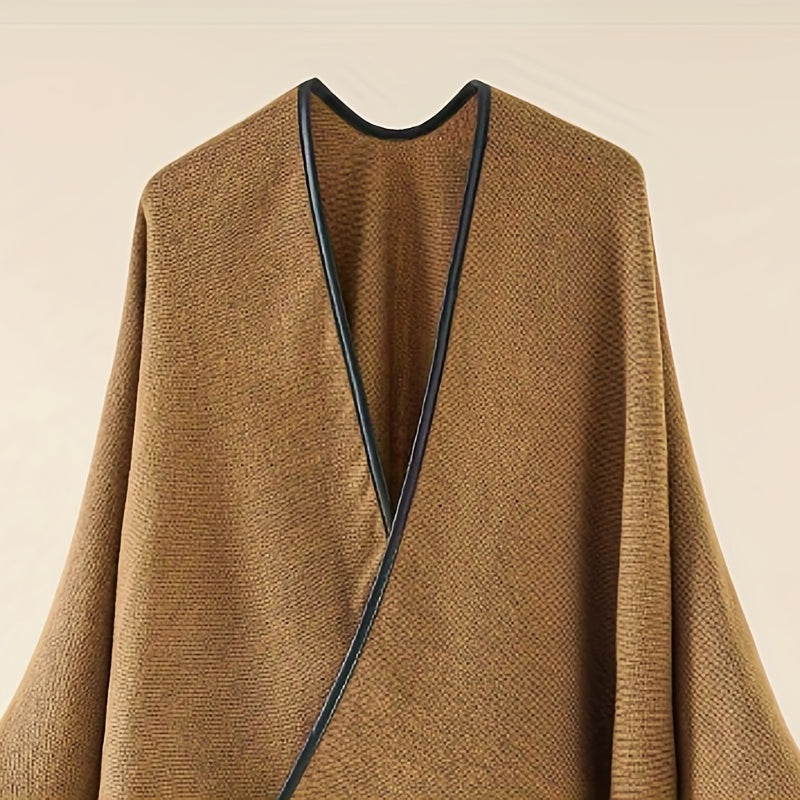 Khaki Cashmere Shawl Thick Warm Wrap Blanket Scarf Cape for Autumn & Winter