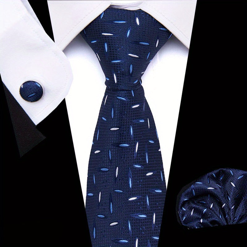 3pcs Polka Dot Tie Handkerchief Set Classic Men's Necktie