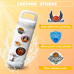 50pcs Basketball Stickers Pack Waterproof Vinyl Decals for Skateboard