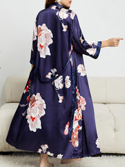 Floral Print Dress & Belted Robe Loungewear Set