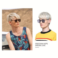 Men's Retro Square Sunglasses UV Protection For Outdoor Holiday