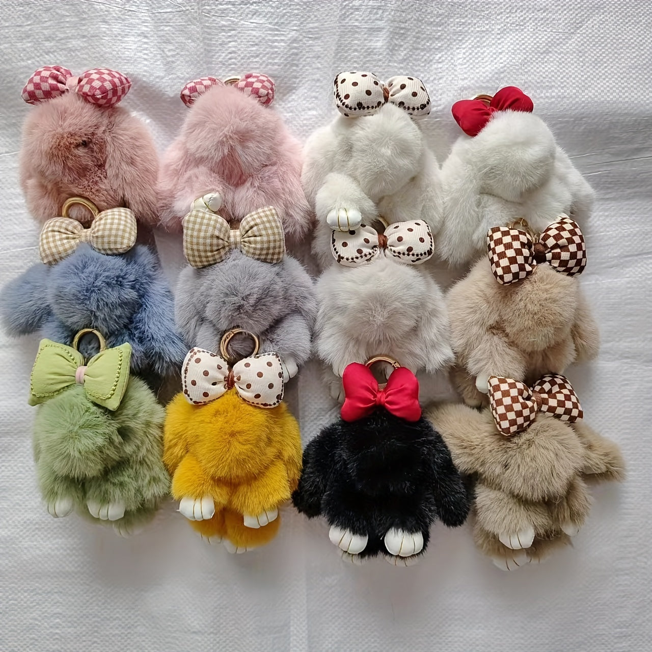 Soft Rabbit Fur Keychain Fluffy Rex Bunny Keychain Decoration