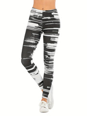Striped Print Leggings Casual Leggings For All Seasons Women's Clothing