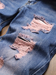 Slim Fit Ripped Jeans Men's Casual Street Style Distressed Denim Pants
