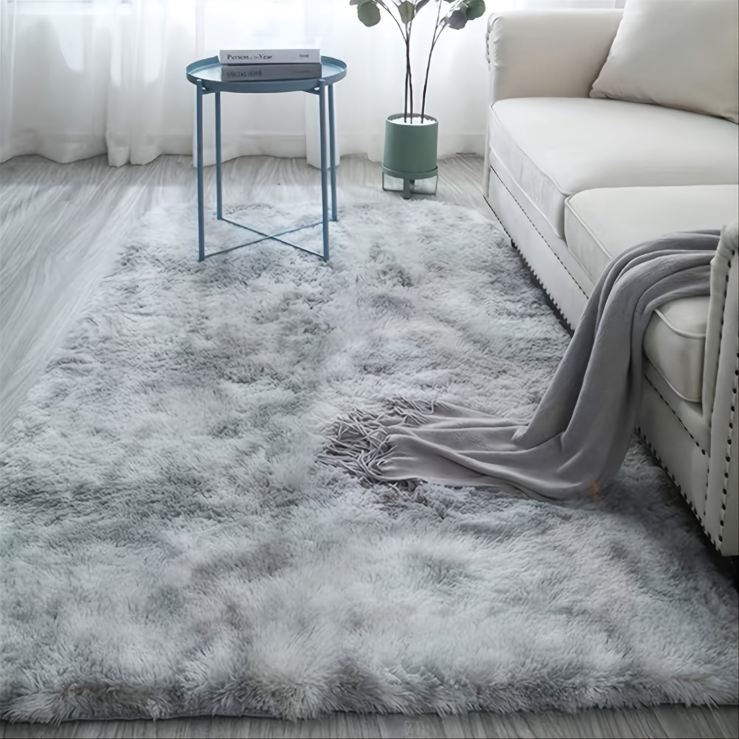 Soft Shaggy Tie Dyed Plush Area Rug for Living Room