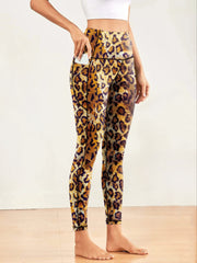 Leopard Print Yoga Pants High Elastic Leggings With Pocket