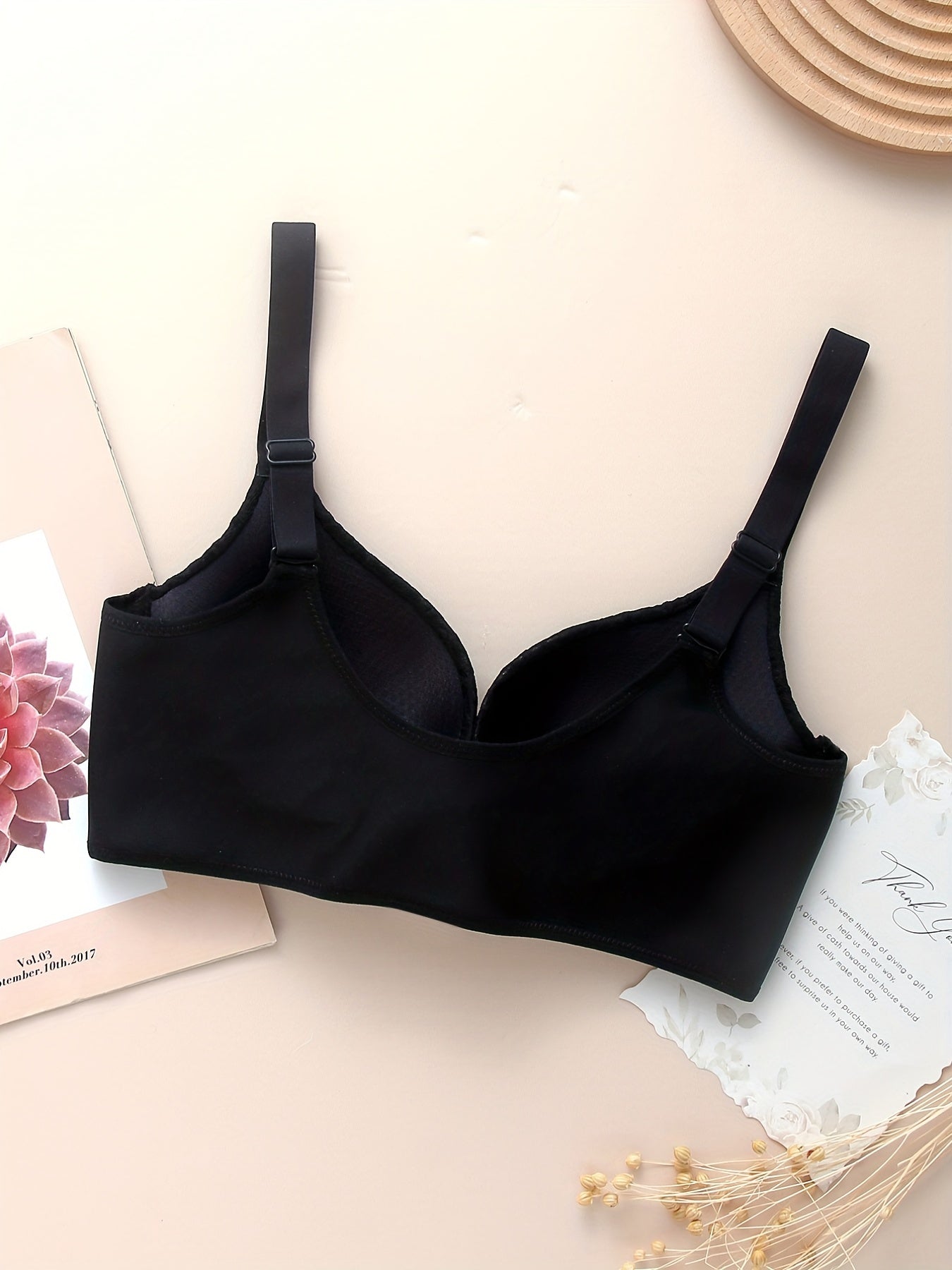 Wireless Push Up Bra Front Buckle Lace Contrast Comfy & Breathable
