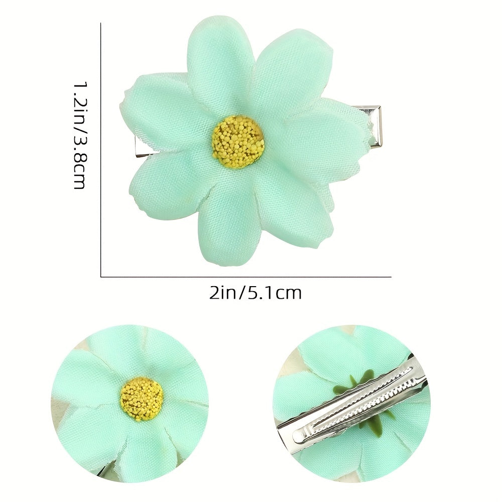 8pcs Baby Girls Mini Flower Hair Clips Daisy Barrettes Spring Hair Accessories