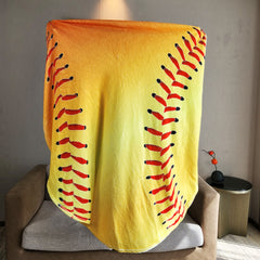 Yellow Baseball Printed Blanket - Soft & Warm Flannel Material