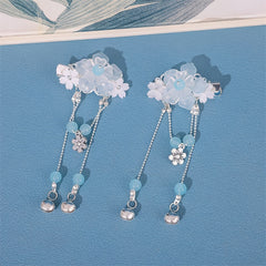 Girl's Hanfu Accessories Ribbon Headwear Tassel Flower Hair Clip