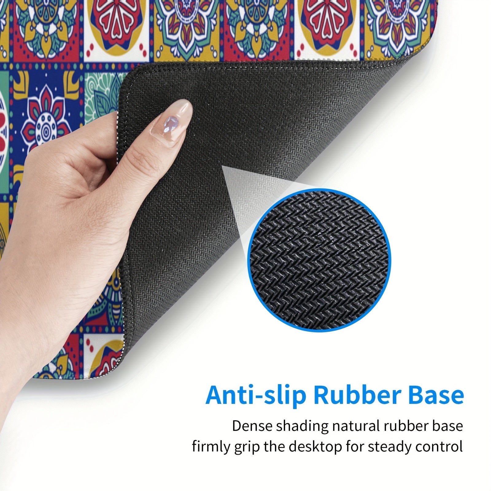 Bohemian Paisley Printed Rectangle Mouse Pad Textured Custom Mouse Mat