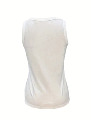 Eye & Eyelash Print Neck Tank Top Women's Sleeveless Top