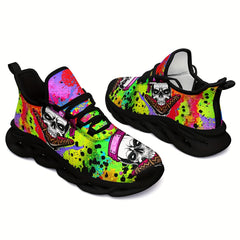 Skull & Tie dye Thick Sole Running Shoes Breathable Lightweight Sneakers