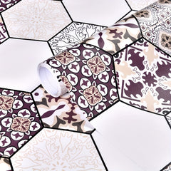 Vintage Boho Pattern Hexagon Stickers Thickened Self Adhesive Floor