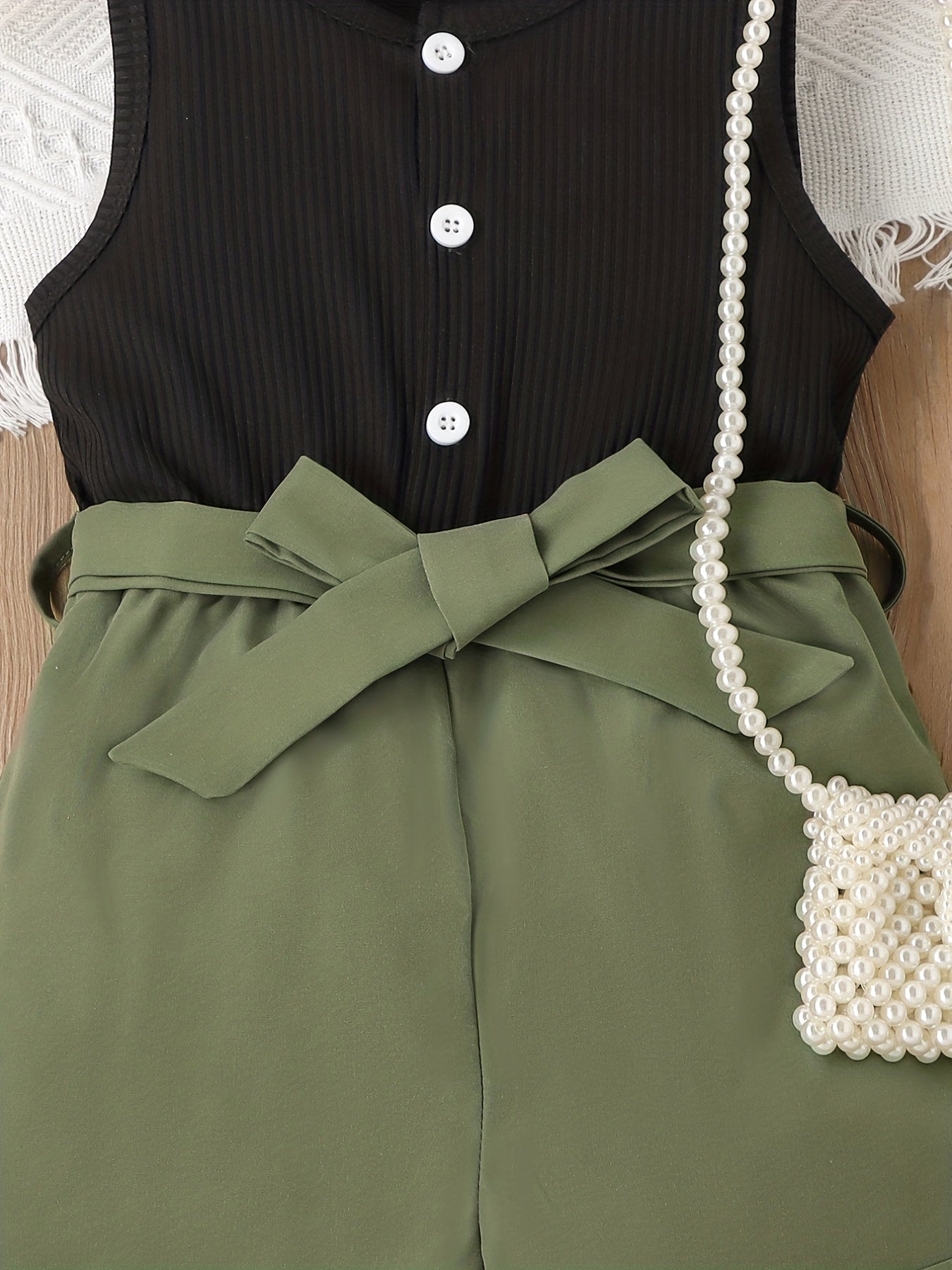 Girls Ribbed Sleeveless Romper Jumpsuit with Belt