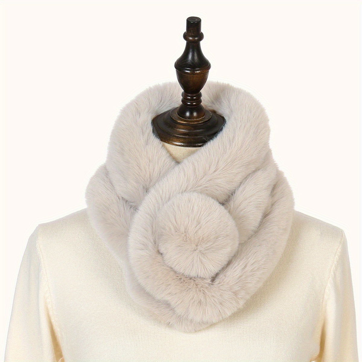 Soft Rabbit Fur Neck Scarf Winter Warm Casual Outdoor Scarf