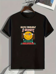 Christmas Letter Pattern Print Men's Comfy Sports Tee