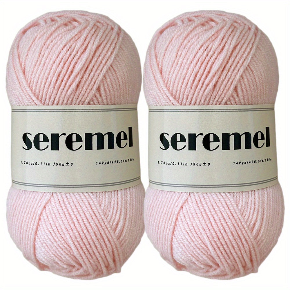 2pcs 100g 280 Yards Soft 4 ply Acrylic Yarn Skeins for Crocheting & Knitting