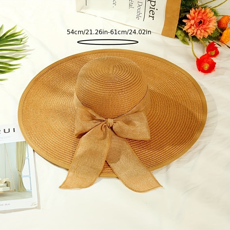 Bowknot Wide Brim Sun Hat UV Protection Straw Hat