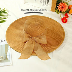 Bowknot Wide Brim Sun Hat UV Protection Straw Hat