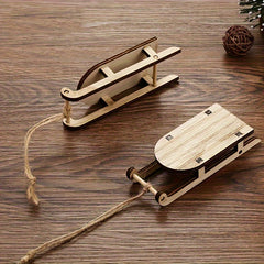 DIY Christmas Wooden Mini Sled Car Desktop Decoration