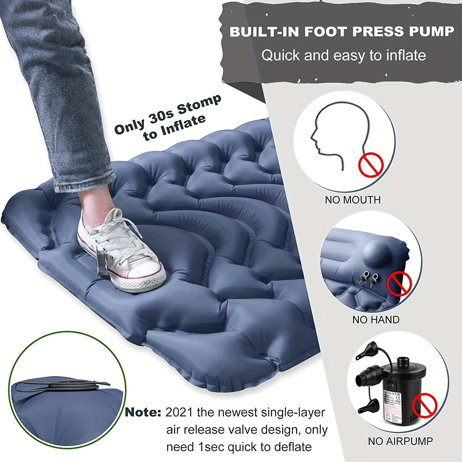 Inflatable Camping Sleeping Pad with Pillow