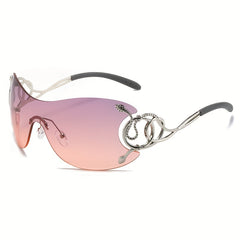 Y2K Snake Charm Sunglasses Gradient Rimless UV400