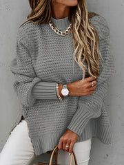 Knitted Mock Neck Sweater Long Sleeve Pullover Jumper