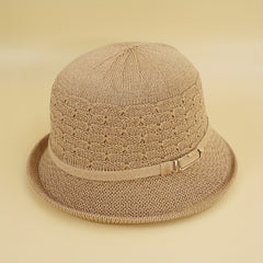 French Crochet Bucket Hat Solid Women Fedora Cap Sun Hat