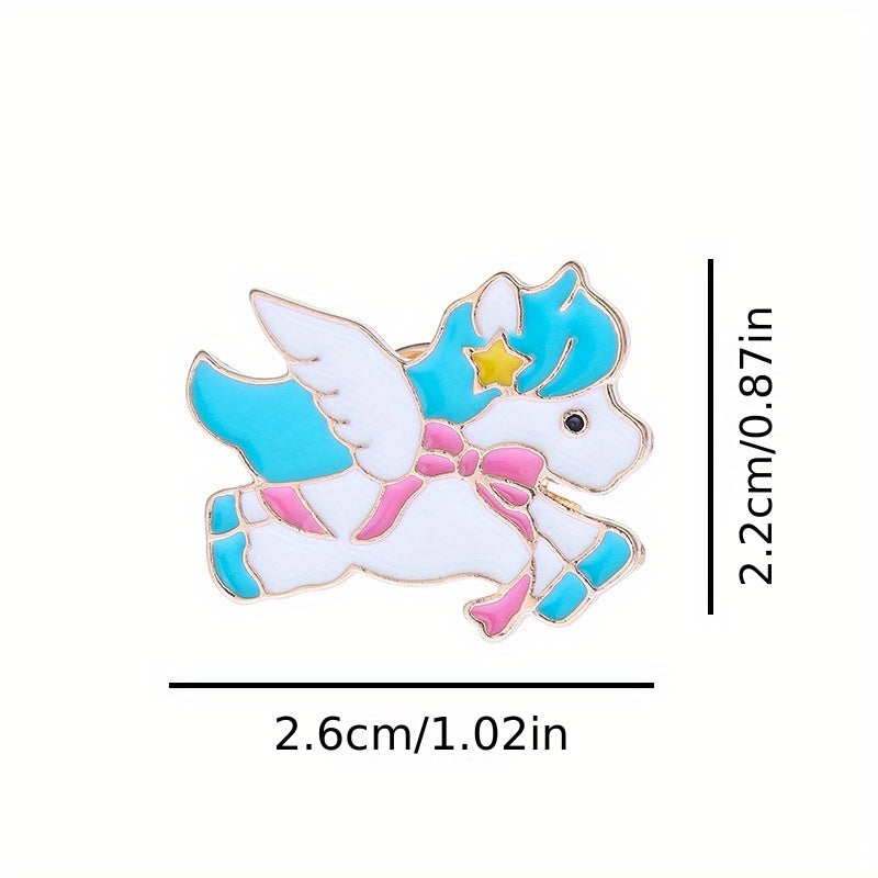 Rainbow Horse Brooch Pin for Girls Cartoon Series Bag and Clothing Accessory