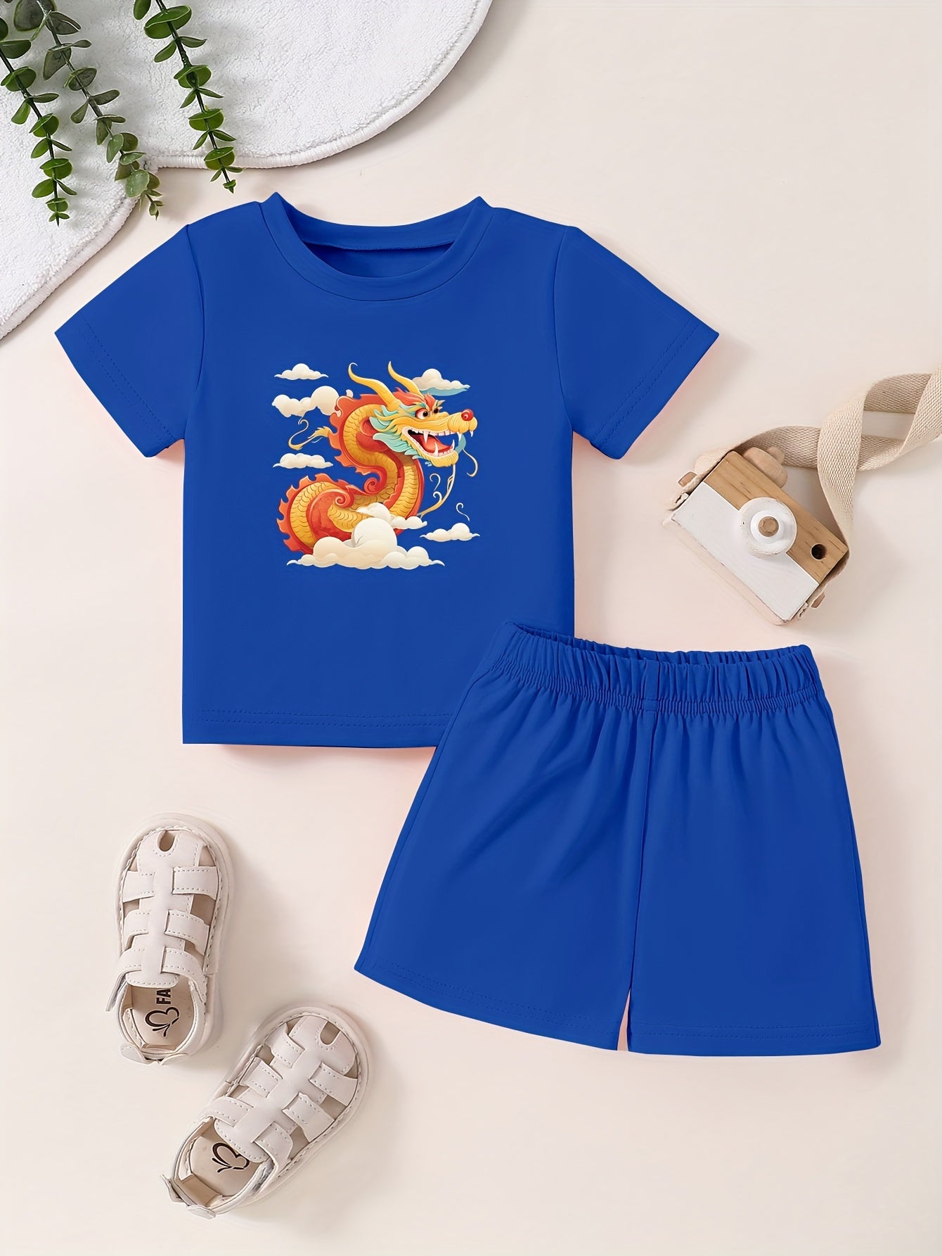 Toddler Dragon T shirt & Shorts 2pcs Summer Set