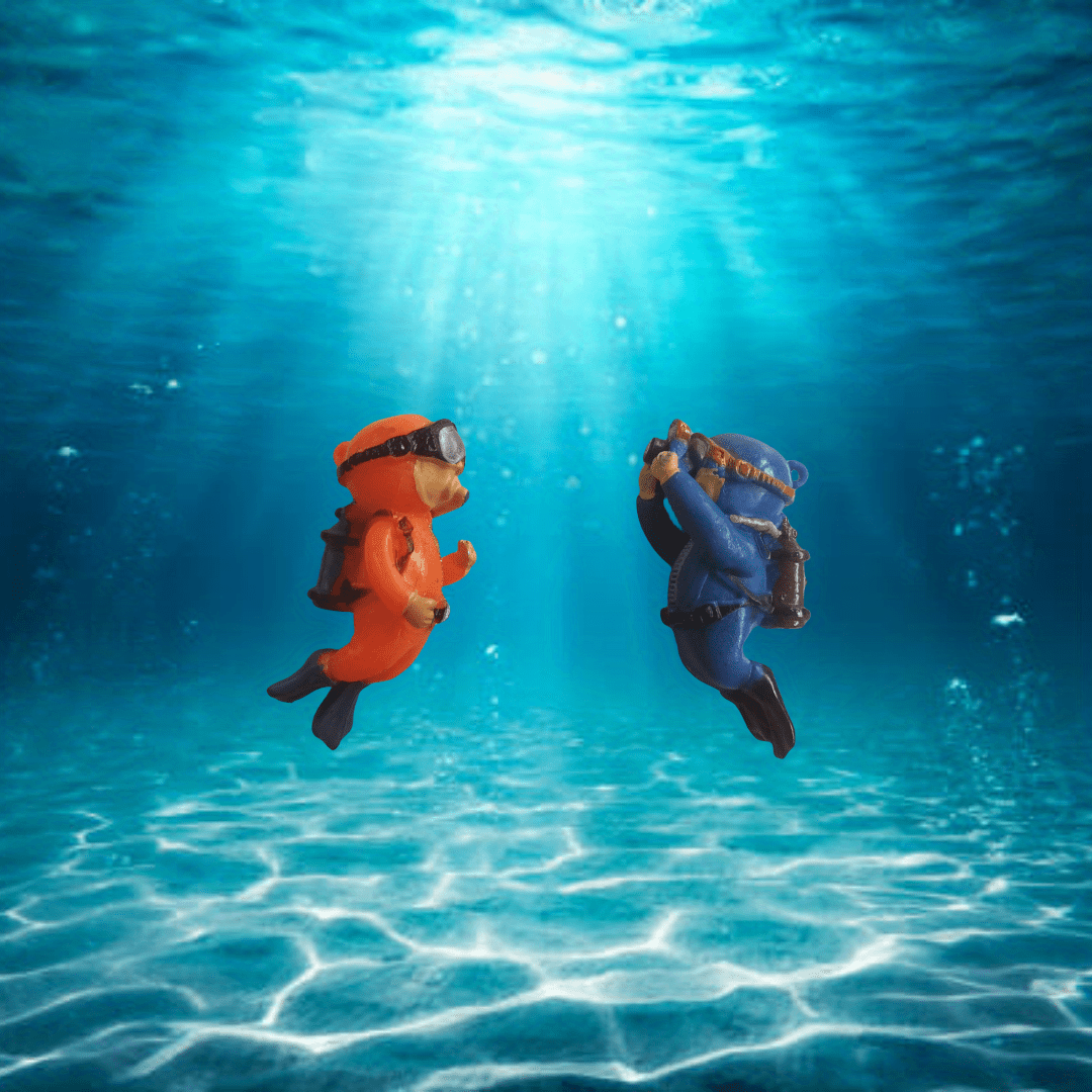 2 Pack Little Diver Aquarium Decorations for Fish Tanks