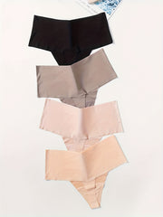 5 Seamless High Waist Thongs Stretchy Intimates Panties Women's Lingerie