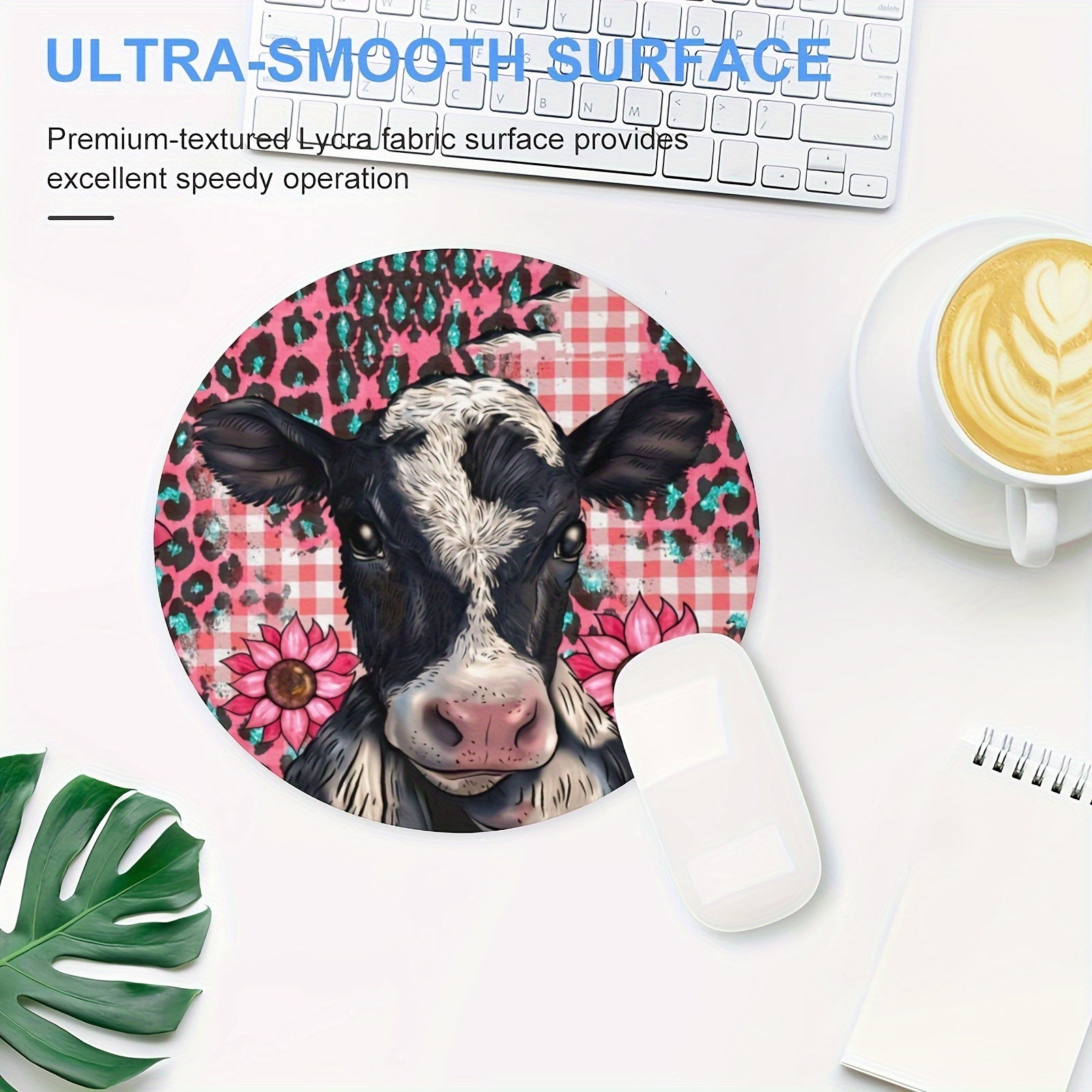 Cow Mouse Pad Non slip Rubber Base Comfortable Waterproof Mouse Pad for Computer