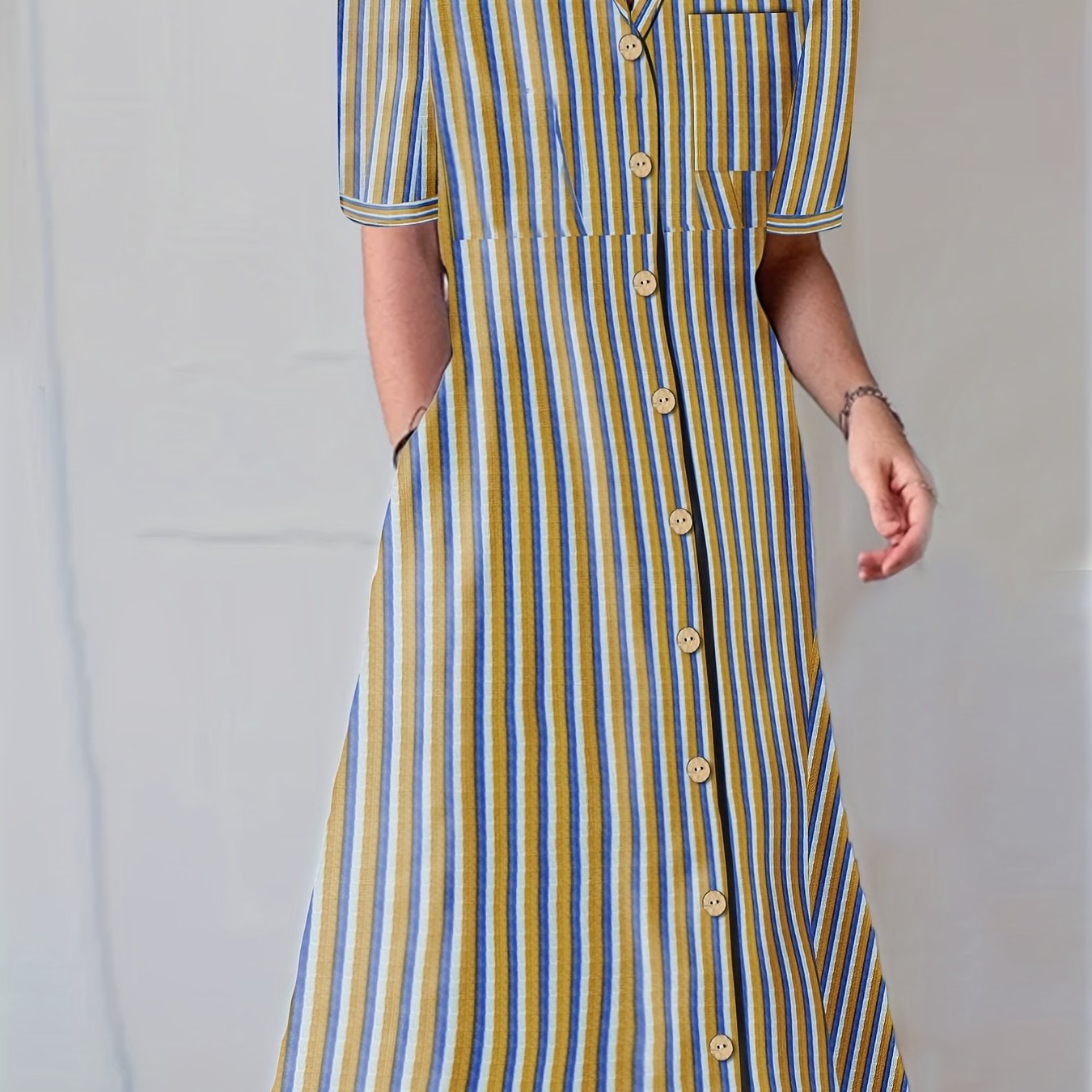 Stripe Print Maxi Dress