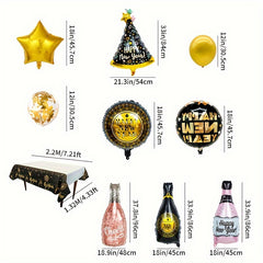 Year Balloon Party Decoration Round Year Latex Aluminum Foil Balloon