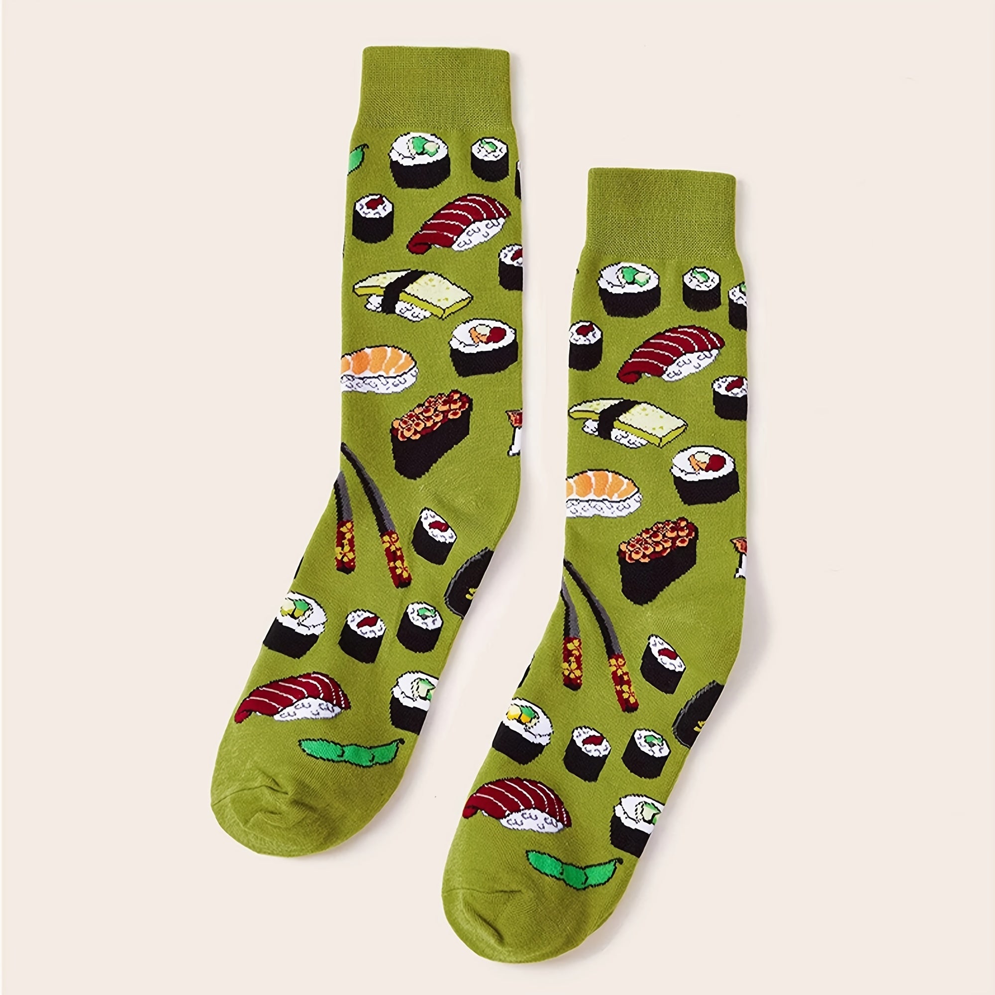 Sushi Pattern Crew Socks Lightweight & Comfy Mid tube Socks Women's Stockings